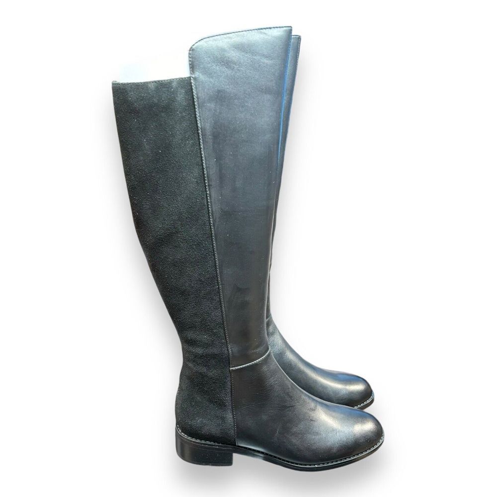 Aqua Diva Waterproof Over the Knee Boots Leather Black Block Heel Sz 6